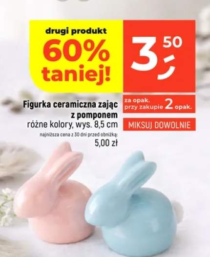 Figurka ceramiczna zając z pomponem różne kolory