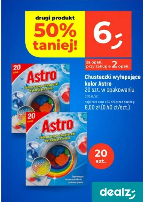 Chusteczki wyłapujące kolor 20 szt. w opakowaniu