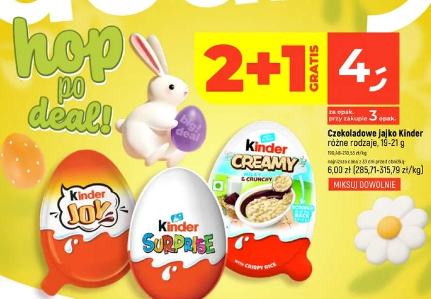 Czekoladowe jajko Kinder Surprise różne rodzaje