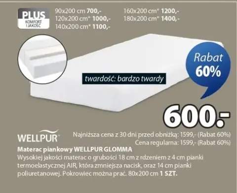 Materac piankowy Wellpur Glomma