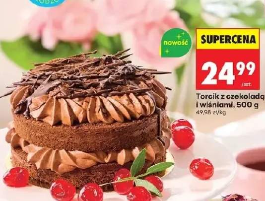 Torcik z czekoladą i wiśniami