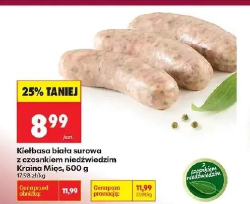 Kiełbasa biała surowa z czosnkiem niedźwiedzim