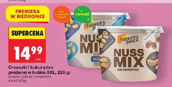 Orzeszki i kukurydza prażona w kubku XXL solone, solone z pieprzem