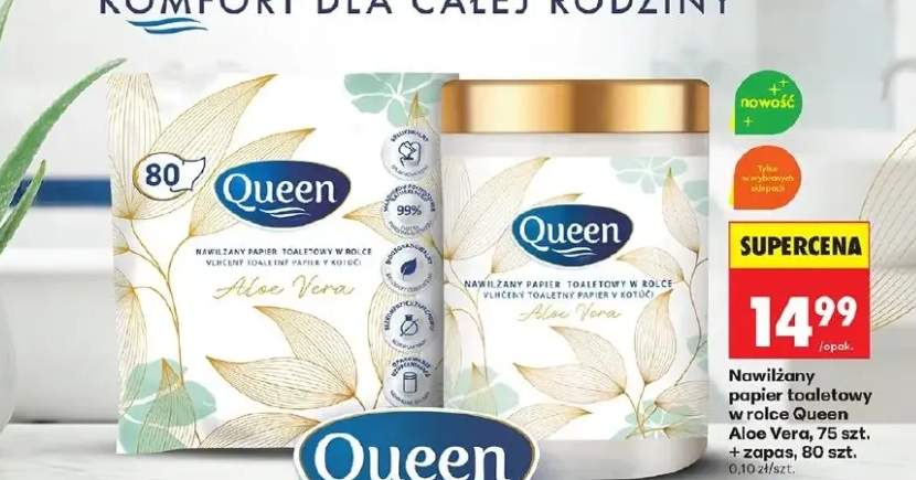 Nawilżany papier toaletowy w rolce Aloe Vera