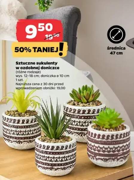 Sztuczne sukulenty w ozdobnej doniczce