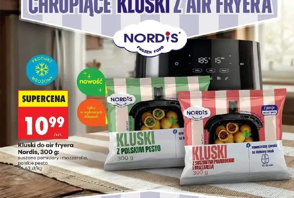 Kluski do air fryera suszone pomidory i mozzarella