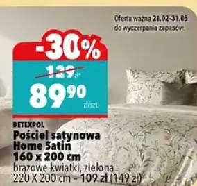 Pościel satynowa Home Satin 160x200 cm brązowe kwiatki, zielona 220x200 cm