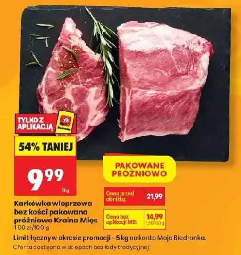 Karkówka wieprzowa bez kości pakowana próżniowo Kraina Mięs