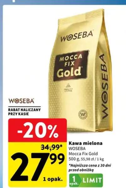 Kawa mielona Woseba Mocca Fix Gold