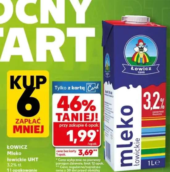 Mleko łowickie UHT 3,2% 1l opakowanie