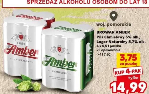 Piwo Pils Chmielowy 5% alk., Lager Naturalny 5,7% alk.
