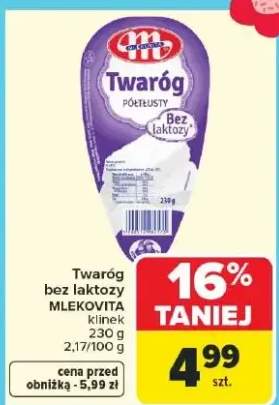 Twaróg bez laktozy naturalny klinek