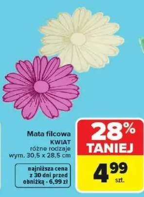 Mata filcowa kwiat różne rodzaje wym. 30,5 x 28,5 cm