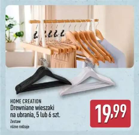 Drewniane wieszaki na ubrania, 5 lub 6 szt.