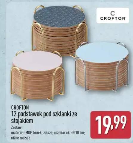 12 podstawek pod szklanki ze stojakiem