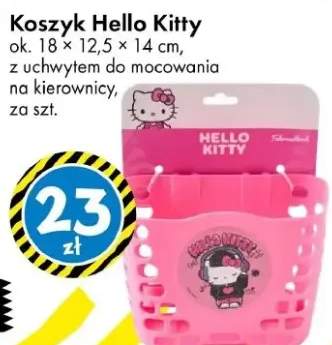 Koszyk Hello Kitty ok. 18 × 12,5 × 14 cm, z uchwyłem do mocowania na kierownicę