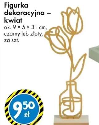 Figurka dekoracyjna – kwiat ok. 9 × 5 × 31 cm, czarny lub złoty
