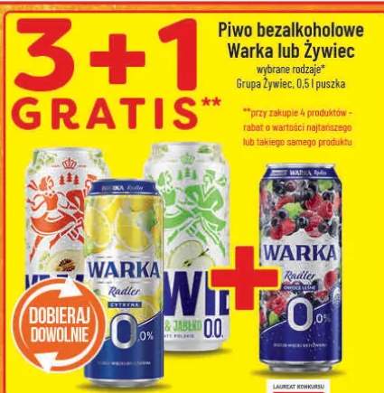 Piwo bezalkoholowe Warka lub Żywiec