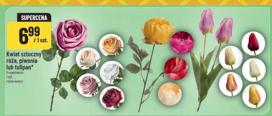 Kwiat sztuczny róża, piwonia lub tulipan