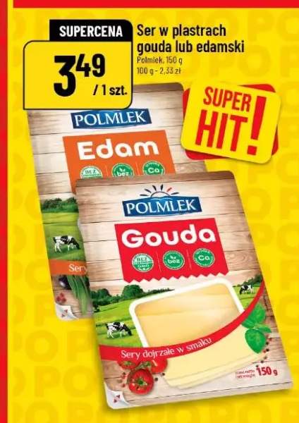 Ser w plastrach gouda lub edam Polmlek
