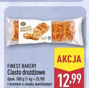 Ciasto drożdżowe z kremem o smaku waniliowym i kawałkami czekolady