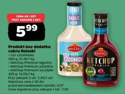 Produkt bez dodatku cukru Goleski ketchup