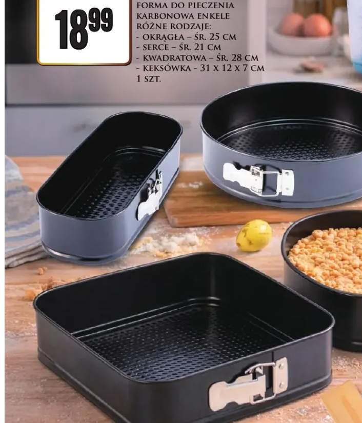 Forma do pieczenia karbonowa Enkele różne rodzaje: okrągła, serce, kwadratowa, keksówka