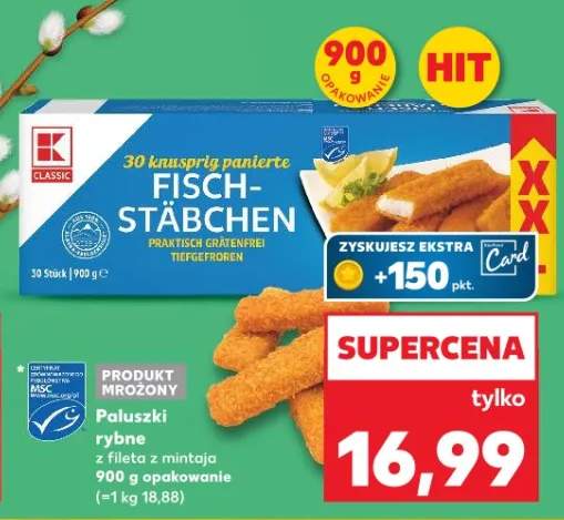 Paluszki rybne z fileta z mintaja 30 knusprig panierte Fisch-Stäbchen