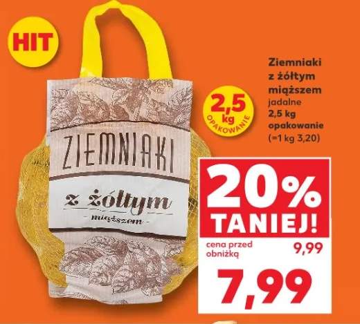 Ziemniaki z żółtym miąższem jadalne 2,5kg opakowanie