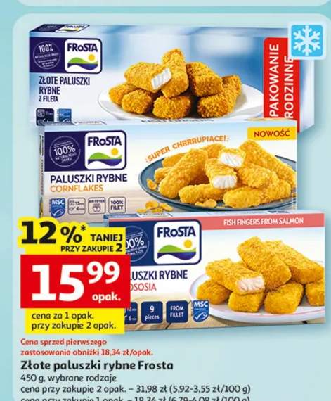 Złote paluszki rybne Frosta wybrane rodzaje