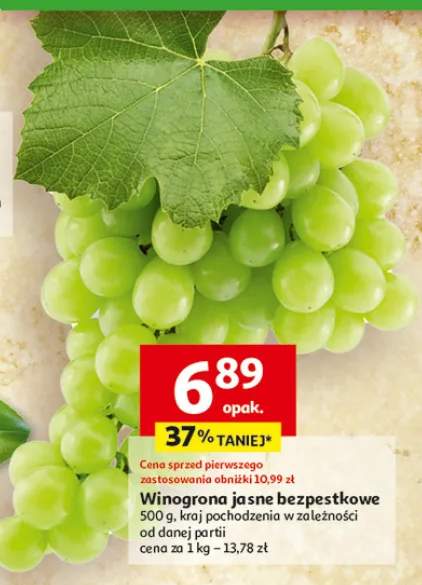 Winogrona jasne bezpestkowe