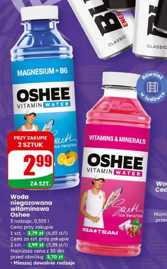 Woda niegazowana witaminowa Oshee różne rodzaje