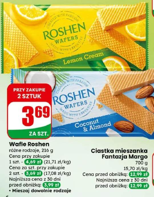 Wafle Roshen różne rodzaje