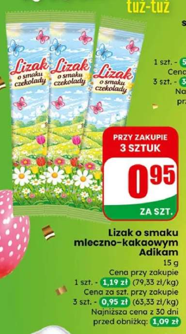 Lizak o smaku mleczno-kakaowym
