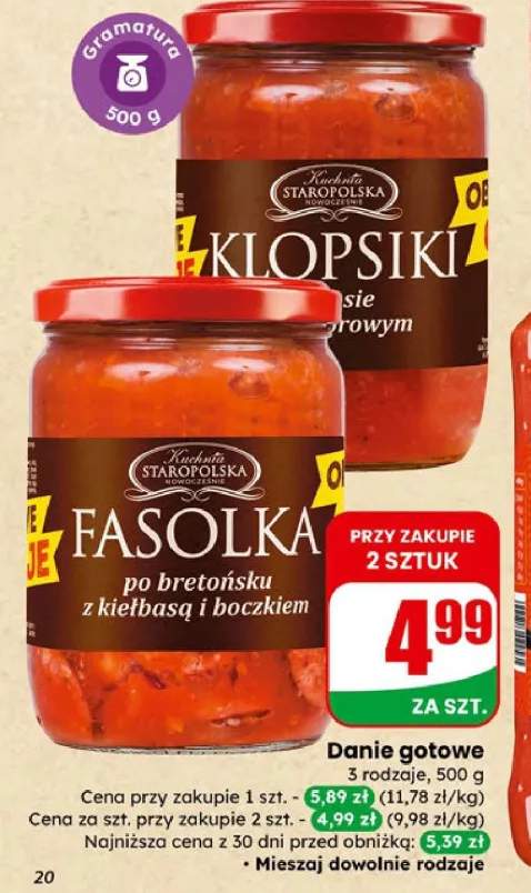 Danie gotowe fasolka po bretońsku z kiełbasą i boczkiem