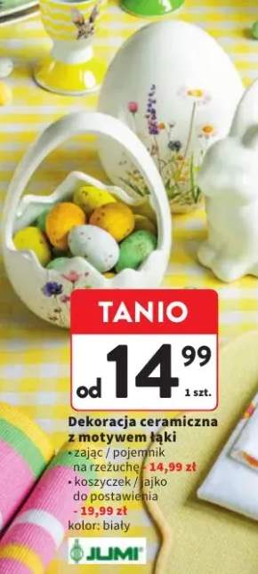 Dekoracja ceramiczna z motywem łąki koszyczek / jajko do postawienia