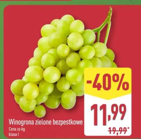 Winogrona zielone bezpestkowe klasa I