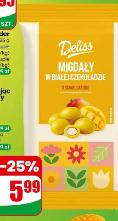 Migdały w białej czekoladzie o smaku mango