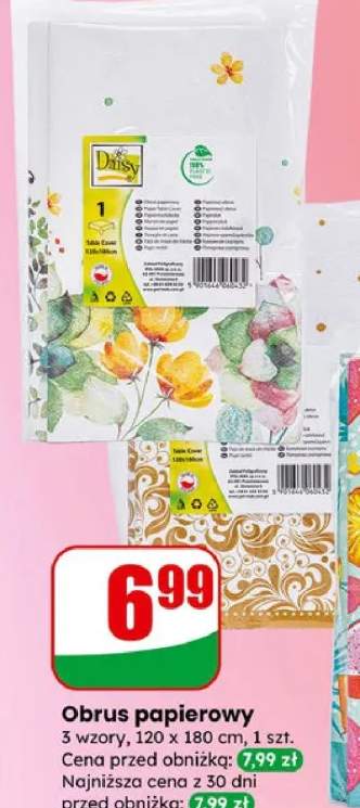 Obrus papierowy 3 wzory 120 x 180 cm