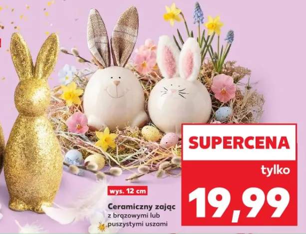 Ceramiczny zając z brązowymi lub puszystymi uszami