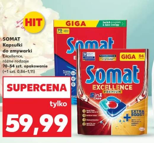 Kapsułki do zmywarki Excellence różne rodzaje 70-54 szt. opakowanie