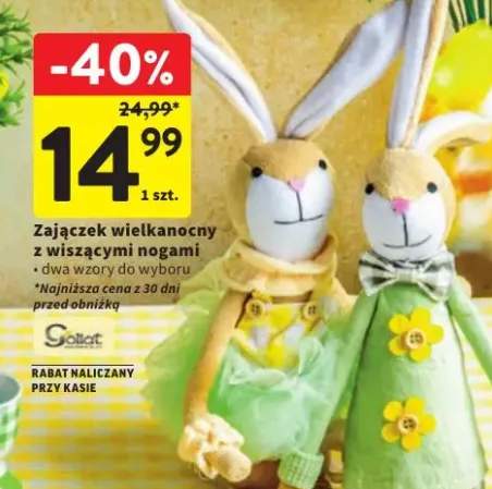 Zajączek wielkanocny z wiszącymi nogami