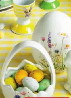 Dekoracja ceramiczna z motywem łąki zajac / pojemnik na rzeźuchę