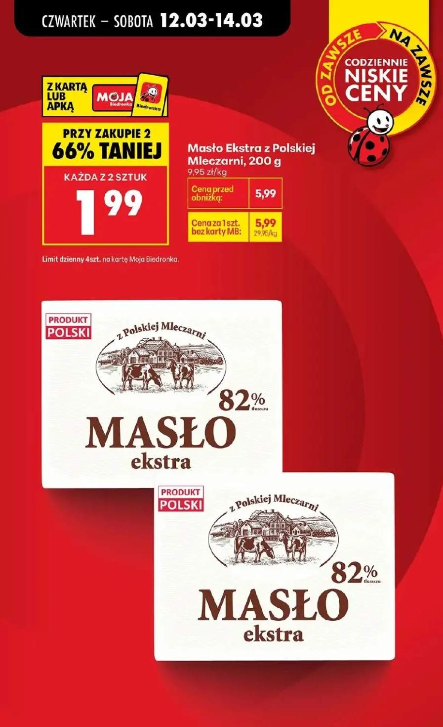 Masło ekstra z polskiej mleczarni 82% tłuszczu