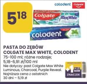 Pasta do zębów Colgate Max White, Colodent różne rodzaje