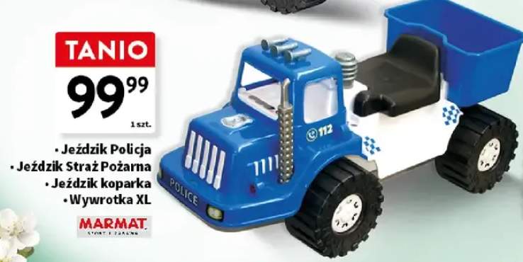 Jeździk Policja, Jeździk Straż Pożarna, Jeździk koparka, Wywrotka XL