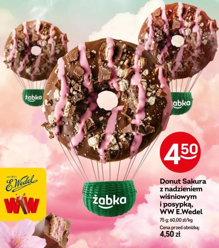 Donut Sakura z nadzieniem wiśniowym i posypką