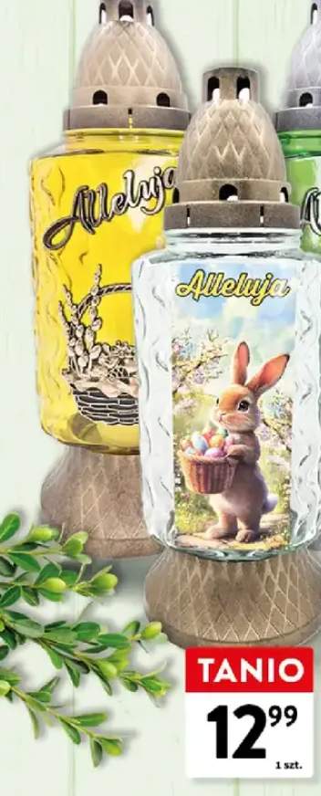 Znicz z naklejką lub dekorem czas palenia 24h wysokość 30-31cm mix wzorów