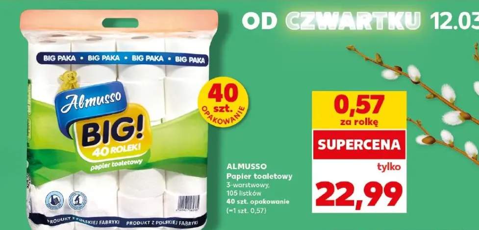 Papier toaletowy 3-warstwswy, 105 listków