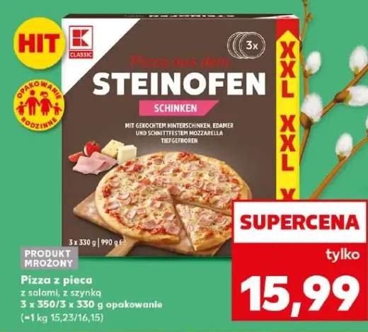 Pizza z pieca z salami, z szynką